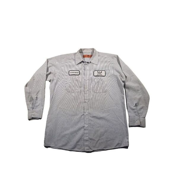 Red Kap Other - Red Kap‎ Shirt Striped Button Up Men Sz L Embroidered Brookhaven Country Club